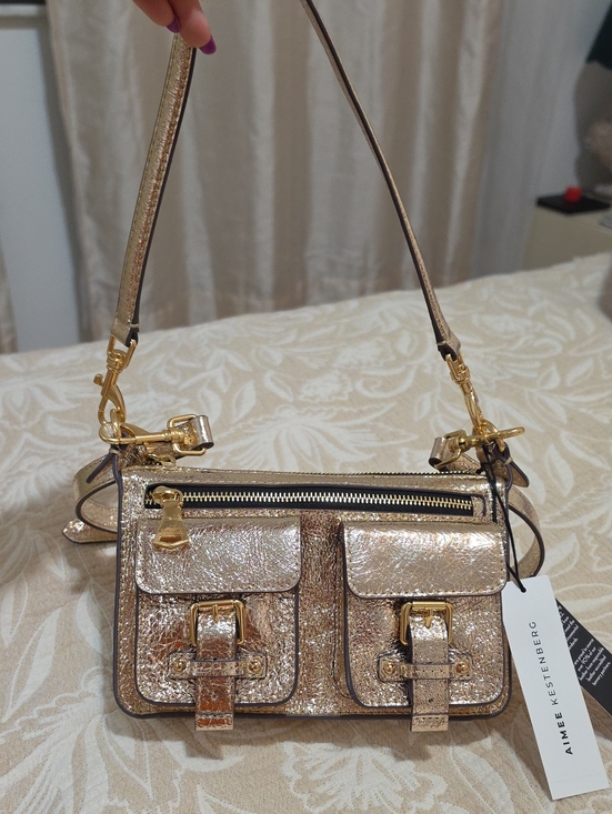 Aimee Kestenberg Handbags - Aimee Kestenberg Metallic Gold Double-Pocket Crossbody